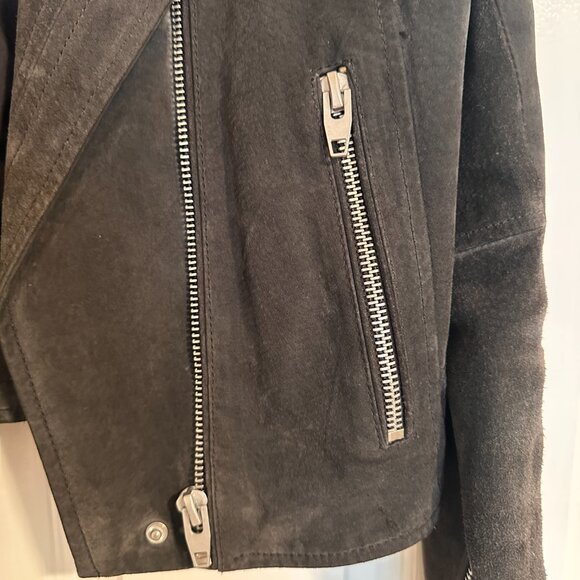 Real Suede Moto Jacket in Gray - Picture 4 of 5
